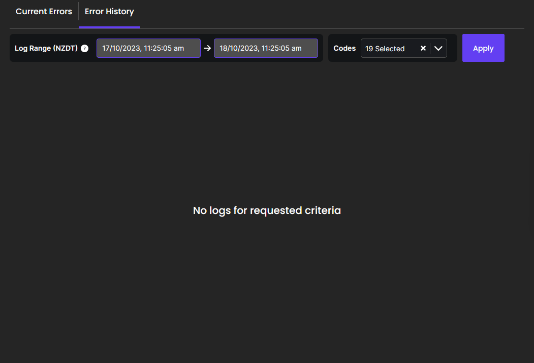 Select Error History